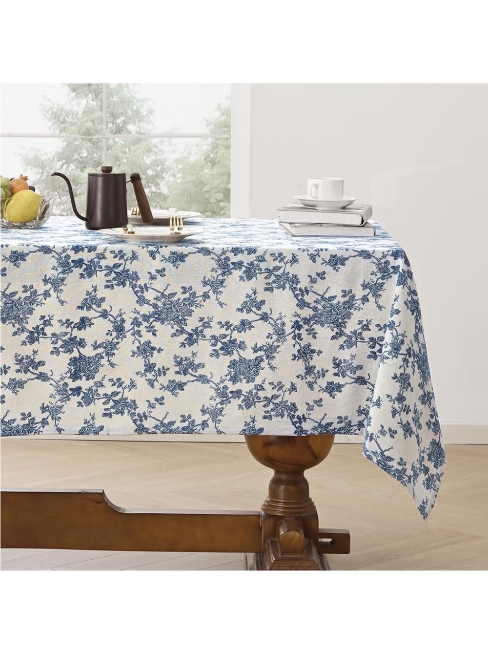 NEW Cotton Linen Rectangle Tablecloth - Pastoral Floral, 55 × 120